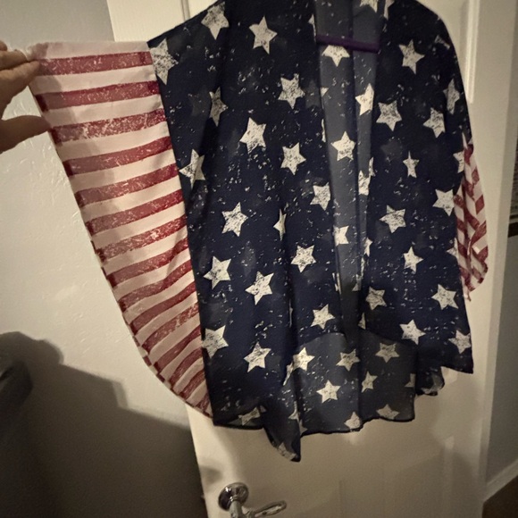 Wallflower Navy and White Star and Stripes Kimono - Picture 2 of 6
